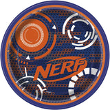 Nerf - Juego de 8 servilletas para fiestas de cumpleaños con platos para el almuerzo, platos de postre, servilletas para el almuerzo, vasos