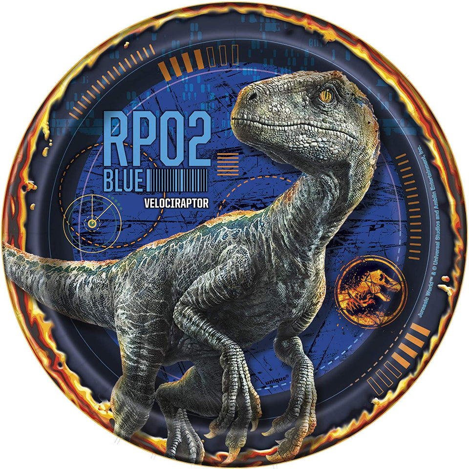 bashbox Jurassic World Dinosaurio fiesta de cumpleaños suministros Pack incluidos Pastel & Lunch Platos, Cubiertos, vasos y servilletas para 8 huéspedes